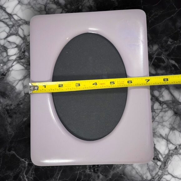 Y2K Style Lavender Oval Photo Frame Chunky Ceramic 9x7 Retro Pastel Decor - Picture 7 of 8